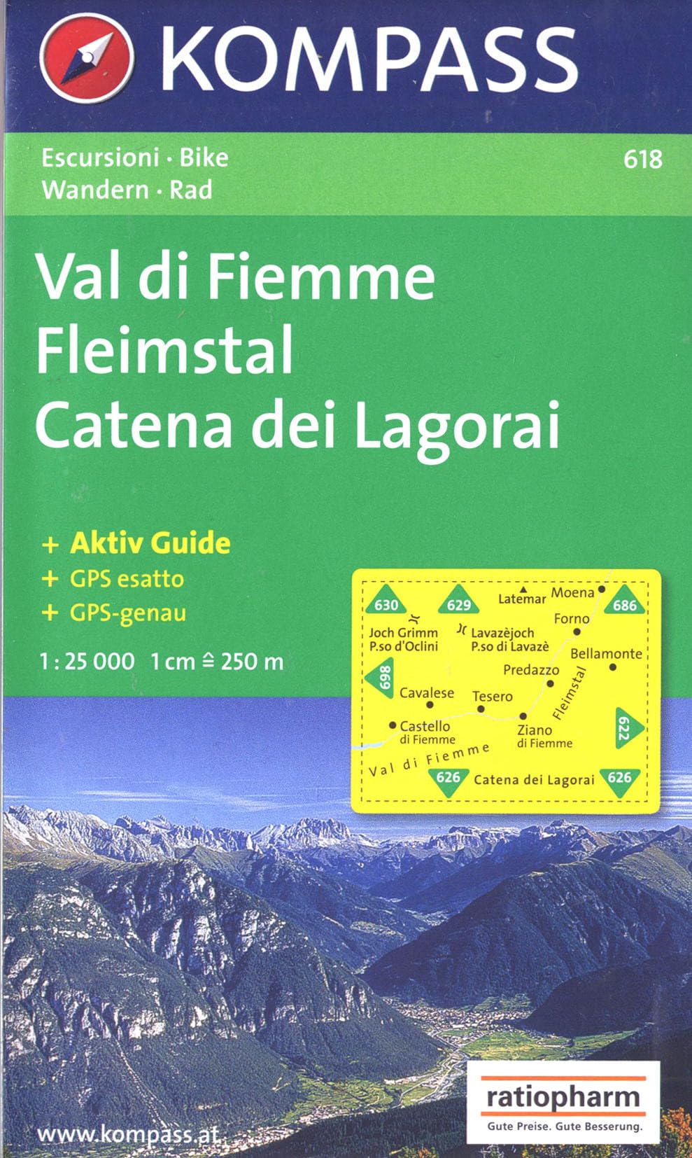 Fleimstal /Val di Fiemme /Catena dei Lagorai: Wanderkarte mit Kurzführer und Radrouten. GPS-genau. Dt. /Ital. 1:25000 (KOMPASS Wanderkarte, Band 618) Leisure, Home & Garden