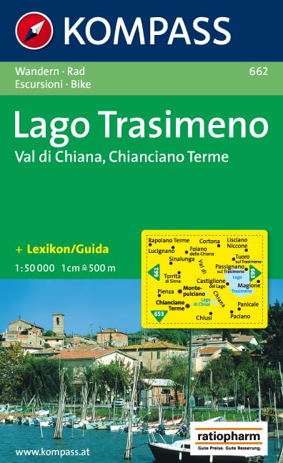 Kompass Karten, Lago Trasimeno, Val di Chiana, Chianciano Terme: MIt Kurzführer Dt. /Ital. und Radrouten. 1:50000 (KOMPASS Wanderkarte, Band 662) Leisure, Home & Garden