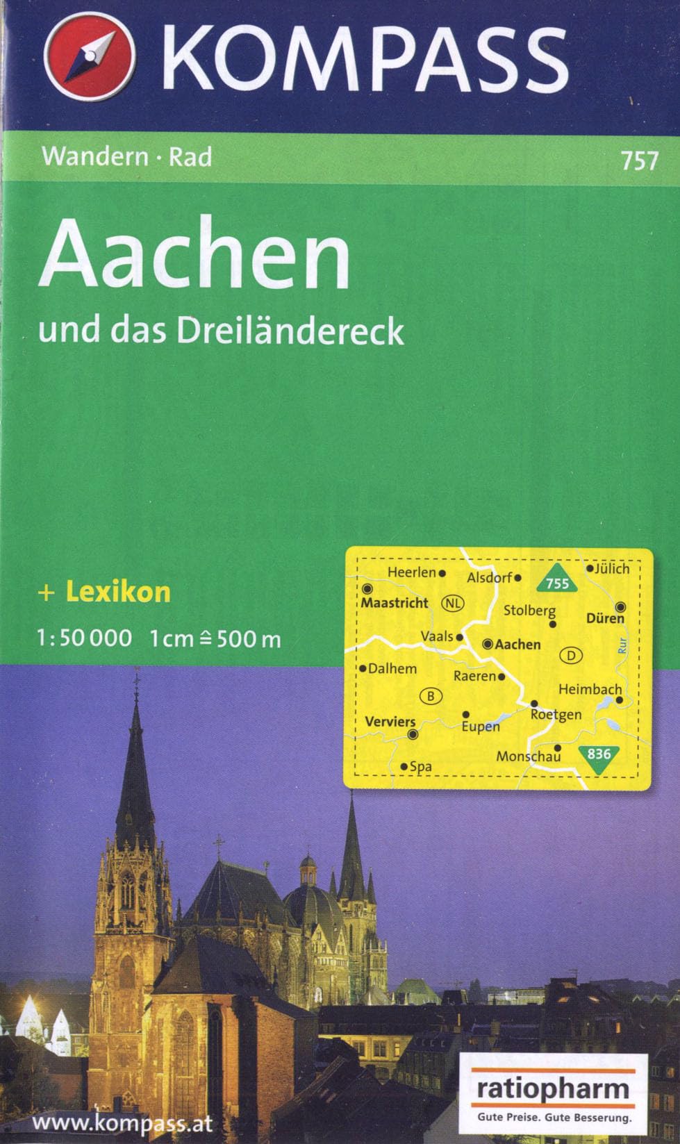 Aachen und das Dreiländereck: Wanderkarte mit Kurzführer, Radwegen und Stadtplan von Aachen. 1:50000 (KOMPASS Wanderkarte, Band 757) Leisure, Home & Garden