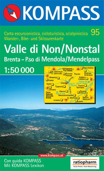 Kompass Karten, Valle di Non, Nonstal: Wanderkarte mit Kurzführer dt. /ital., alpinen Skirouten und Radrouten. 1:50000 (KOMPASS Wanderkarte, Band 95) Leisure, Home & Garden