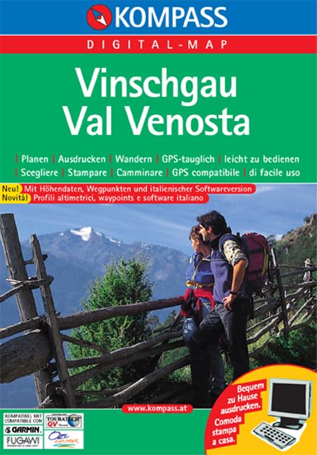 Vinschgau /Val Venosta: Digital Map mit Kurzführer: Planen, Ausdrucken, Wandern. GPS-tauglich. Mit Höhenprofilen, Wegpunkten u. italienischer Softwareversion. Für Windows 95/98/2000/NT/XP Leisure, Home & Garden