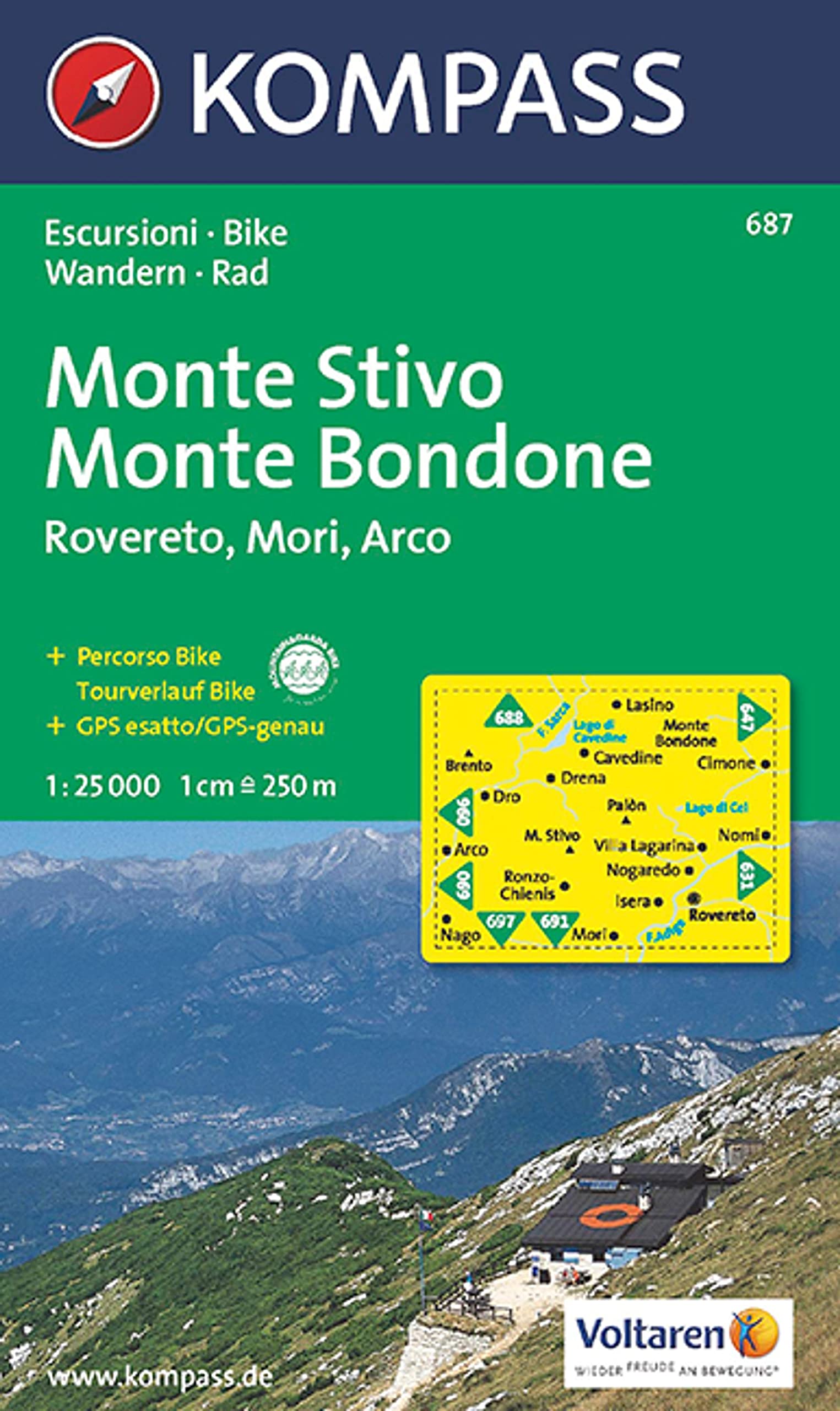 KOMPASS Wanderkarte 687 Monte Stivo - Monte Bondone - Rovereto - Mori - Arco 1:25.000 Leisure, Home & Garden
