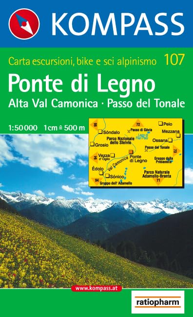 Kompass Karten, Ponte di Legno, Alta Val Camonica, Passo del Tonale: Wanderkarte mit Radrouten und alpinen Skirouten. 1:50000 (KOMPASS Wanderkarte, Band 107) Leisure, Home & Garden