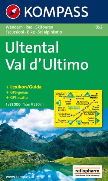 Ultental - Val d'Ultimo: Wanderkarte mit Kurzführer, Radrouten und Skitouren. GPS-genau. 1:25000 (KOMPASS Wanderkarte, Band 52) Leisure, Home & Garden