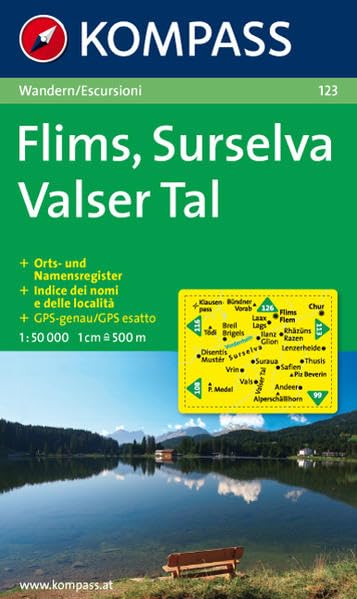 Flims - Surselva - Valser Tal: Wanderkarte mit Orts- und Namensregister. GPS-genau. 1:50000 (KOMPASS Wanderkarte) Leisure, Home & Garden