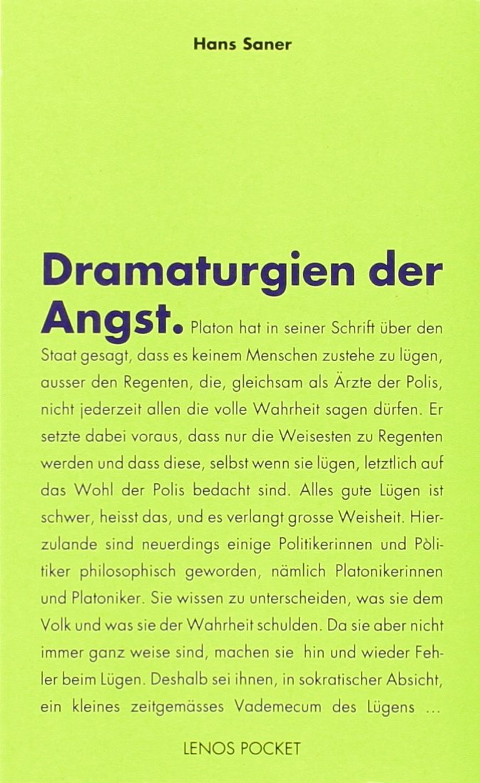 Lenos Pocket, Nr.3, Dramaturgien der Angst (LP) Politics & History