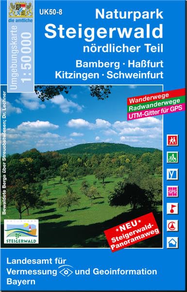 Naturpark Steigerwald Nord 1 : 50 000: Mit Wanderwegen, Radwanderwegen, Gitter für GPS-Nutzer (UK 50 - 08) book