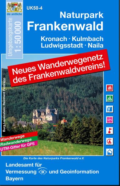UK50-4 Naturpark Frankenwald: Kronach, Kulmbach, Ludwigstadt, Naila, Wurzbach, Saalburg-Ebersdorf, Teuschnitz, Bad Lobenstein, Selbitz, Wallenfels, ... Karte Freizeitkarte Wanderkarte) Leisure, Home & Garden