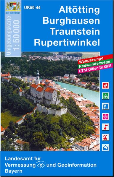 UK50-44 Altötting - Burghausen - Traunstein - Rupertiwinkel: Mühldorf a.Inn, Töging a.Inn, Trostberg, Tittmoning, Laufen, Traunreut, Freilassing, ... Karte Freizeitkarte Wanderkarte) Leisure, Home & Garden