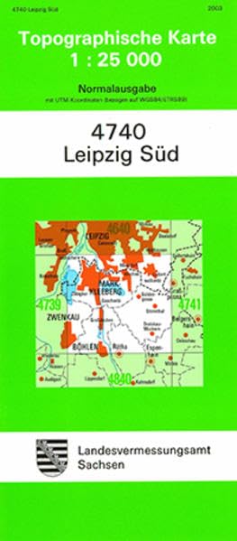 Leipzig Süd (4740): Topographische Karte 1:25 000 book