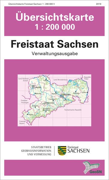 Übersichtskarte Freistaat Sachsen: 1:200 000, Verwaltungsausgabe (Topographische Übersichtskarten Sachsen 1:200 000 (ÜK200)) Leisure, Home & Garden