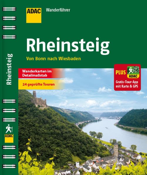 ADAC Wanderführer Rheinsteig plus Gratis Tour App: von Bonn nach Wiesbaden Travel Guides