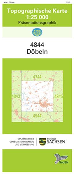 Döbeln (4844): Topographische Karte 1:25 000, Präsentationsgraphik (Topographische Karten Sachsen 1:25 000 (TK 25); alte Karten) Leisure, Home & Garden