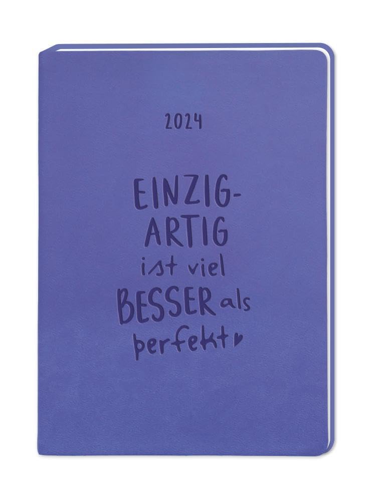Terminplaner Lederlook 2024 Lila: Terminplaner Lederlook A6 Living & Furnishing