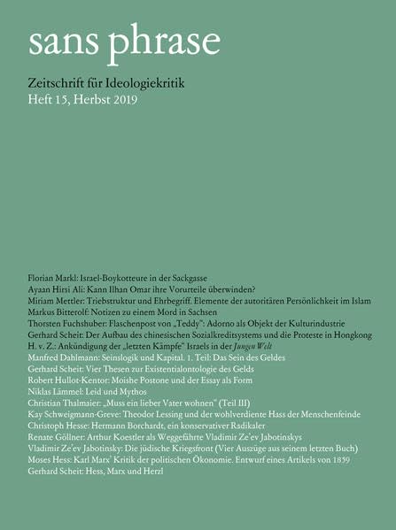 sans phrase: Zeitschrift für Ideologiekritik; Heft 15, Dezember 2019 Books