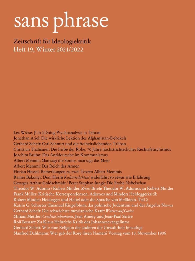 sans phrase: Zeitschrift für Ideologiekritik; Heft 19, Winter 2021/2022 Books