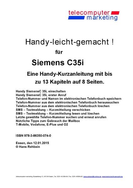 Siemens C35i-leicht-gemacht: Handy-leicht-gemacht für Siemens C35i Reference Books