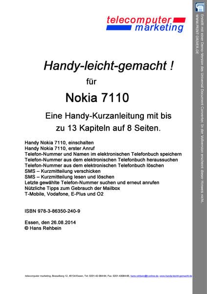 Nokia 7110-leicht-gemacht: Handy-leicht-gemacht für Nokia 7110 Reference Books