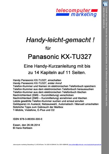 Panasonic KX-TU327 leicht-gemacht: Handy-leicht-gemacht für Panasonic KX-TU327 Reference Books