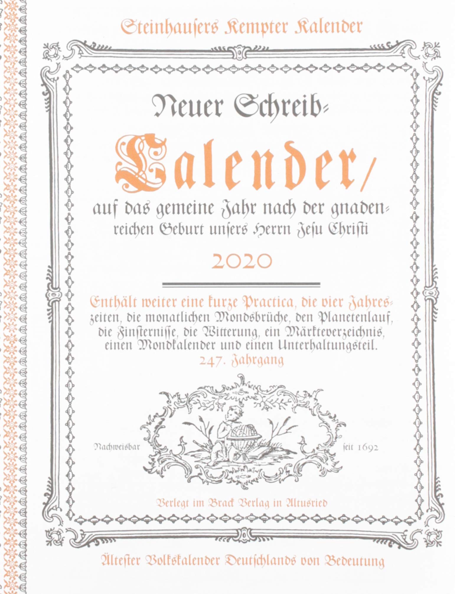 Steinhausers Kempter Kalender 2020: Neuer Schreib-Kalender auf das gemeine Jahr nach der gnadenreichen Geburt unseres Herrn Jesu Christi Contemporary literature