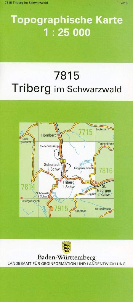 Topographische Karte Baden-Württemberg Triberg im Schwarzwald: Mit UTM-Koordinaten bezogen auf d. WGS84/ETRS89 Maps & Plans