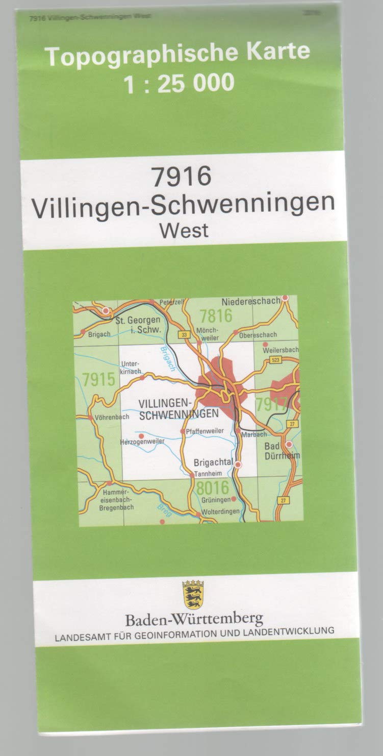 Topographische Karte Baden-Württemberg Villingen-Schwenningen, West: Mit UTM-Koordinaten bezogen auf d. WGS84/ETRS89 Maps & Plans