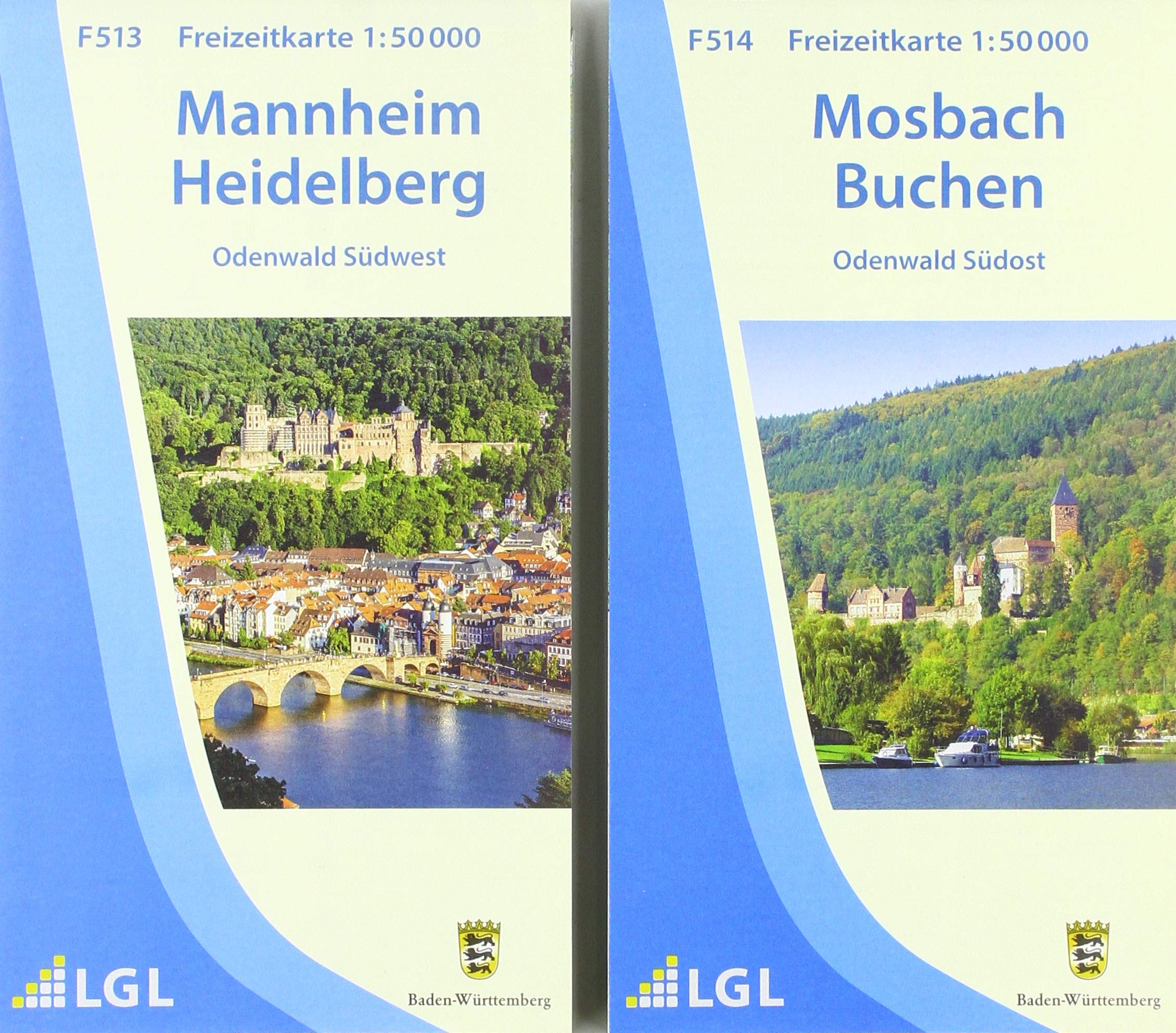 SET4 Naturpark Neckartal-Odenwald: Mannheim Heidelberg Mosbach Buchen (Freizeitkarten 1:50000: Mit Touristischen Informationen, Wander- und Radwanderungen) Maps & Plans