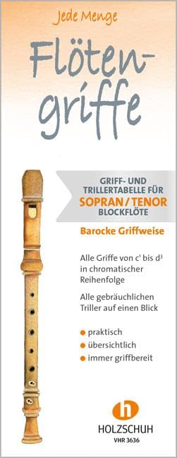 Jede Menge Flötengriffe - Sopran/Tenor (Barocke Griffweise): Griff- und Trillertabelle für Sopran- und Tenorblockflöte, barocke Griffweise Sheet Music