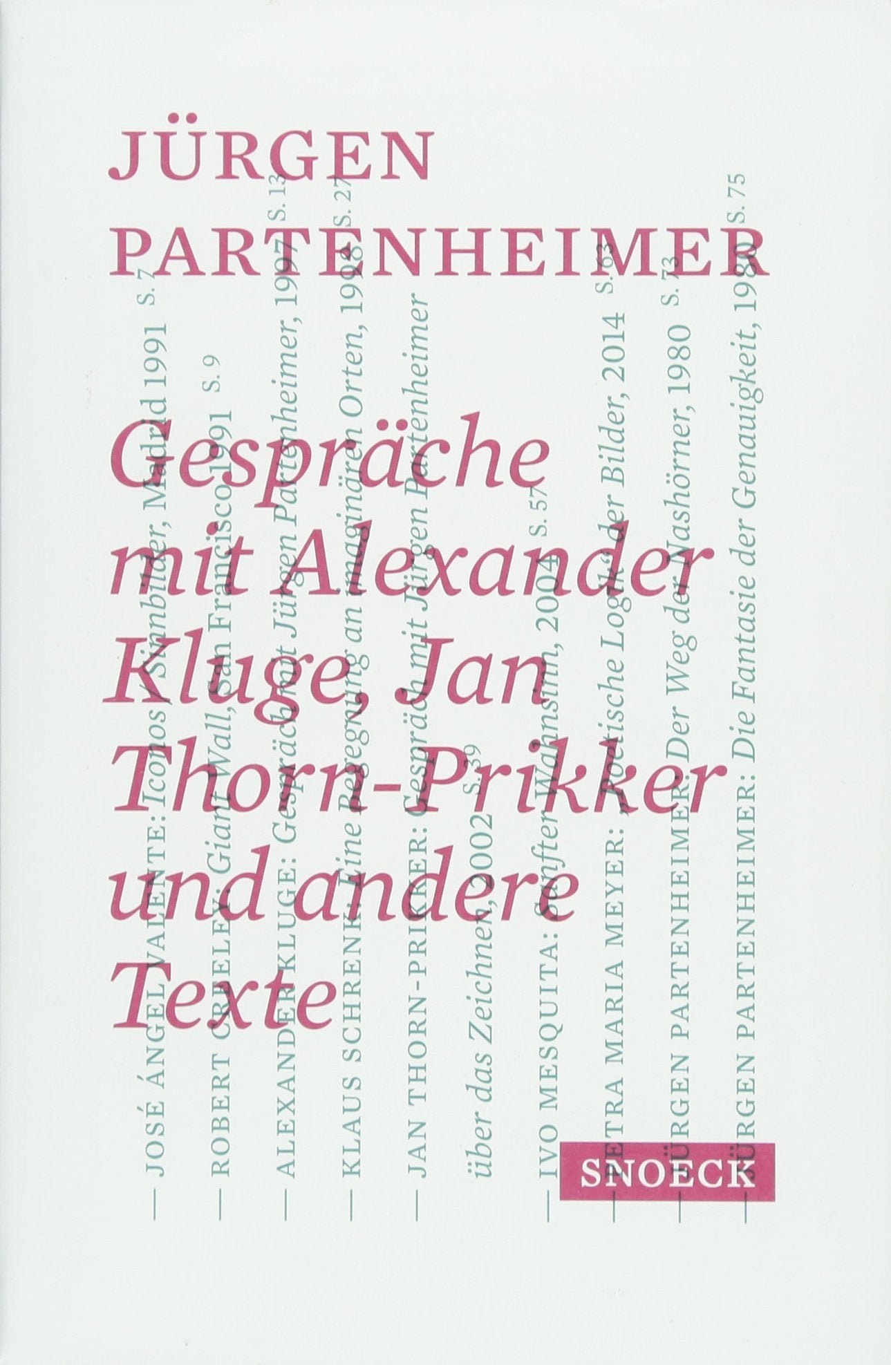 Jürgen Partenheimer: Gespräche mit Alexander Kluge, Jan Thorn-Prikker und andere Texte: Kat. Häusler Contemporary Film, Art & Culture