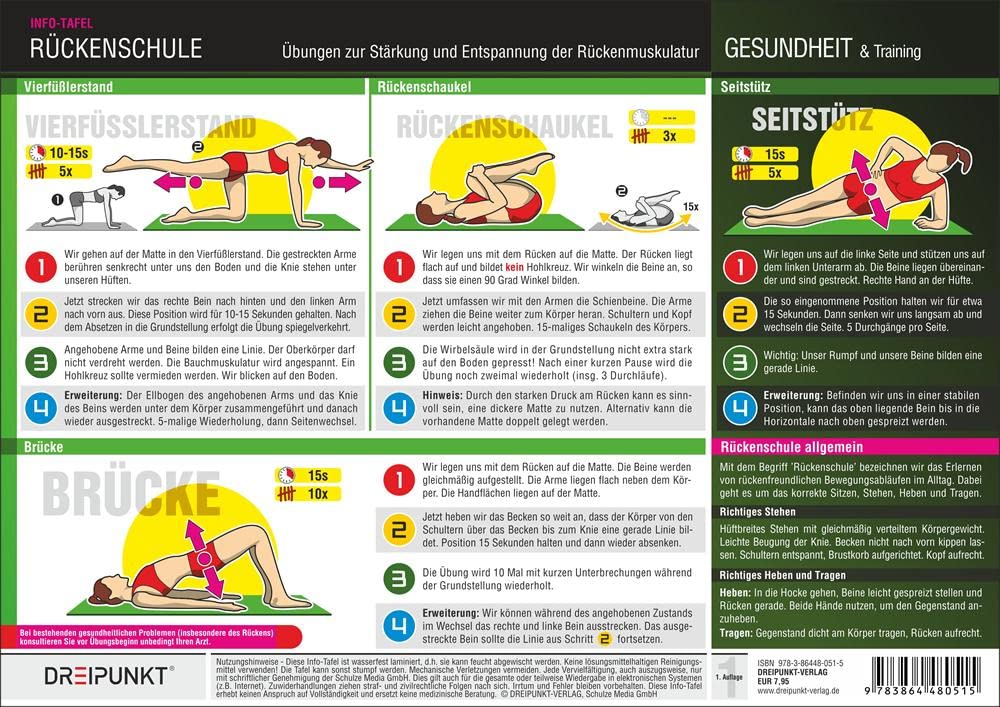 Rückenschule: Übungen zur Stärkung und Entspannung der Rückenmuskulatur Health, Nutrition & Fitness