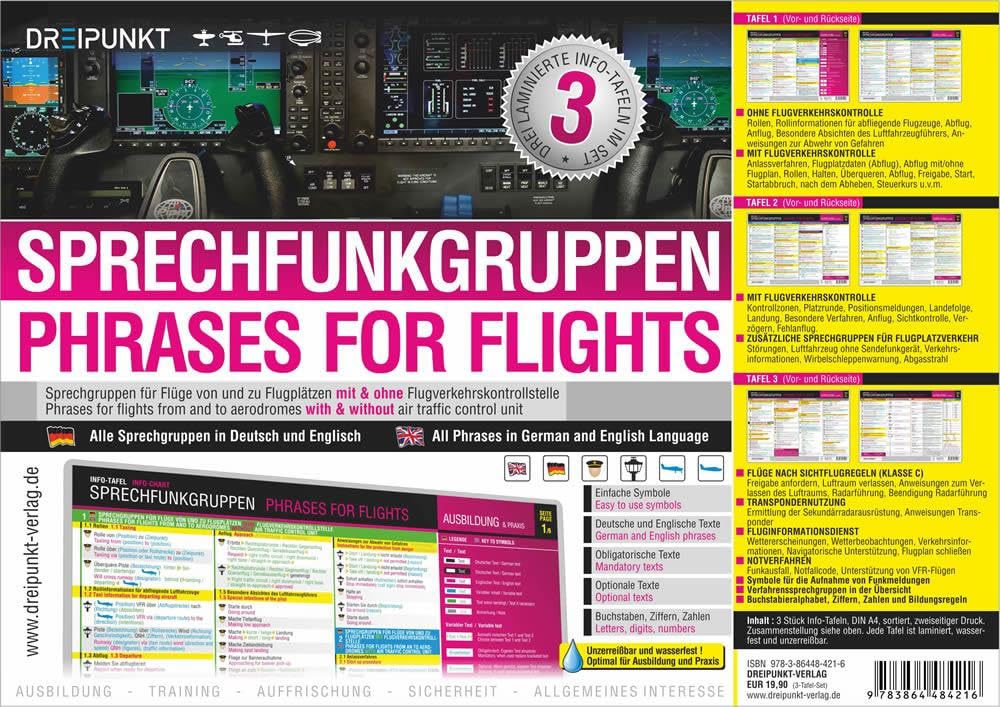 Sprechfunkgruppen - Phrases for Flights: Sprechgruppen für Flüge von und zu Flugplätzen mit und ohne Flugverkehrskontrolle (3-Tafel-Set) Deutsch & Englisch Leisure, Home & Garden