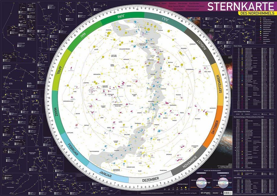 STERNKARTE des Nordhimmels: Große und übersichtliche Sternkarte des Nordhimmels im Format DIN A0 (ca. 118 x 84cm). Geology & Geography