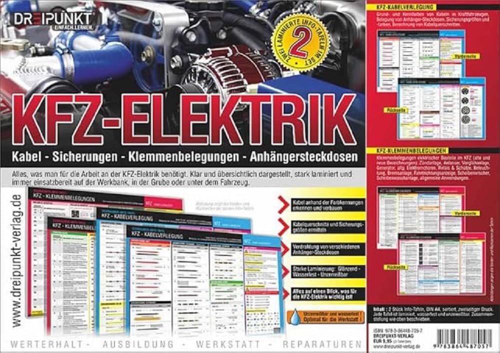 Info-Tafel-Set Kfz-Elektrik: Kabel, Sicherungen, Klemmenbelegungen, Anhängersteckdosen. book