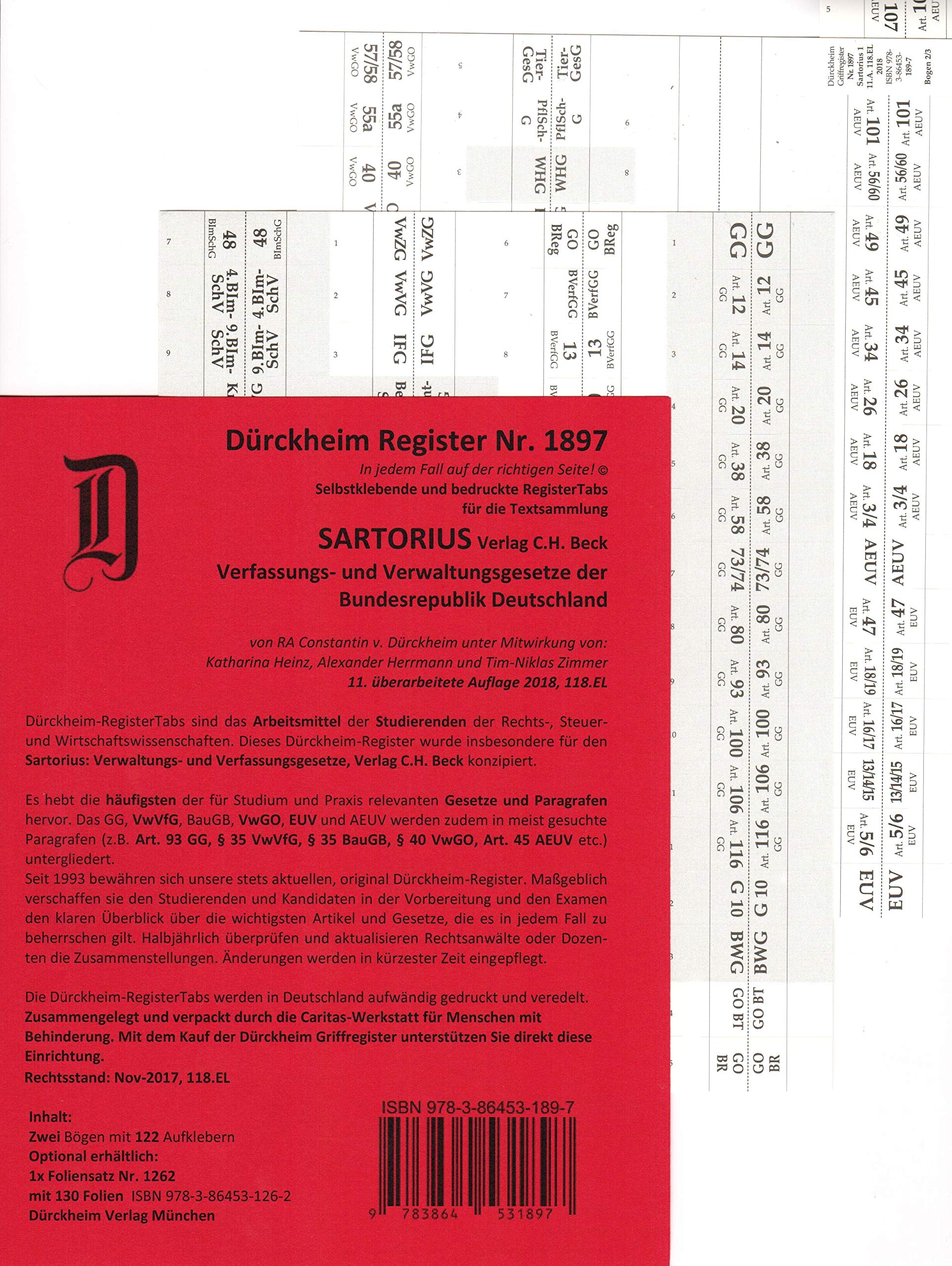 DürckheimRegister® SARTORIUS (2020) Gesetze und §§ Law
