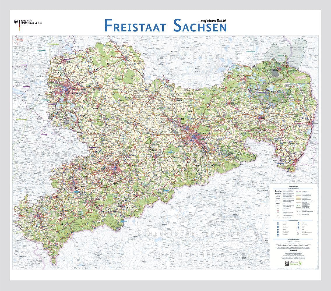 Freistaat Sachsen auf einen Blick!: Wandkarte (Wandkarten des BKG) Leisure, Home & Garden