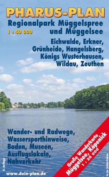Pharus-Freizeitkarte Müggelsee, Grünheider Wald- + Seengebiet, Nationalpark Müggelspree: Köpenick, Erkner, Grünheide, Hangelsberg, Königs Wusterhausen, Wildau, Eichwalde, Zeuthen Leisure, Home & Garden