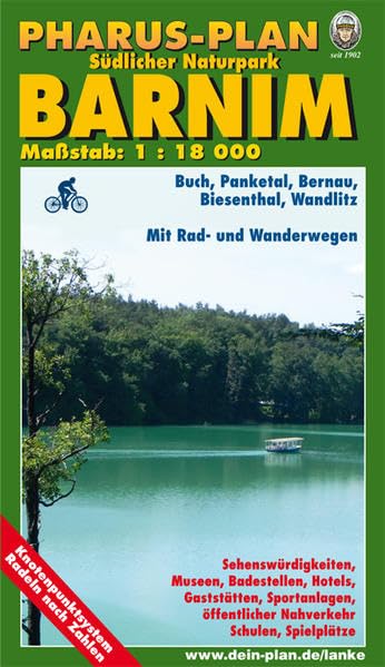 Pharus-Plan Südlicher Naturpark Barnim Maßstab: 1 : 18 000: Buch, Panketal, Bernau, Biesenthal, Wandlitz. Mit Rad- und Wanderwegen. Leisure, Home & Garden