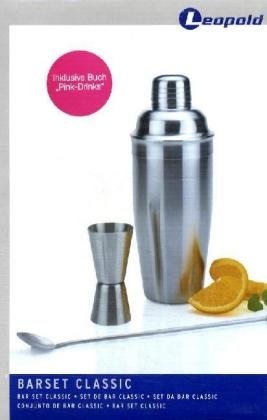 Barset Pink Drinks: Buch "Pink Drinks" + Cocktail Shaker mit integriertem Barsieb + Barmaß mit Skala + Barlöffel Leisure, Home & Garden
