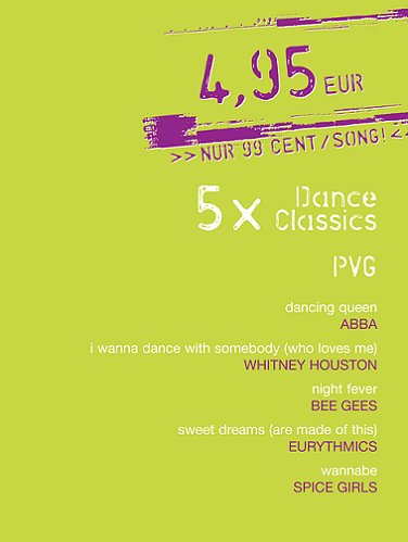 5 x Dance Classics, für Klavier, Gesang und Gitarre Sheet Music