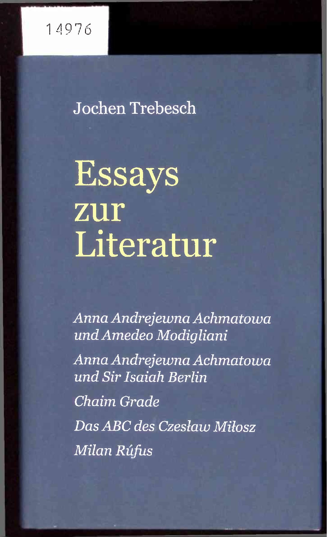 Essays zur Literatur: Anna Andrejewna Achmatowa und Amedeo Modigliani; Anna Andrejewna Achmatowa und Sir Isaiah Berlin; Chaim Grade; Das ABC des Czesław Miłosz; Milan Rúfus Essays & Short Stories