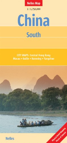 China: South: 1:1750000: City maps: Central Hong Kong, Macau, Guilin, Kunming, Yangshuo. Physical Relief Mapping, Places of Interest Leisure, Home & Garden