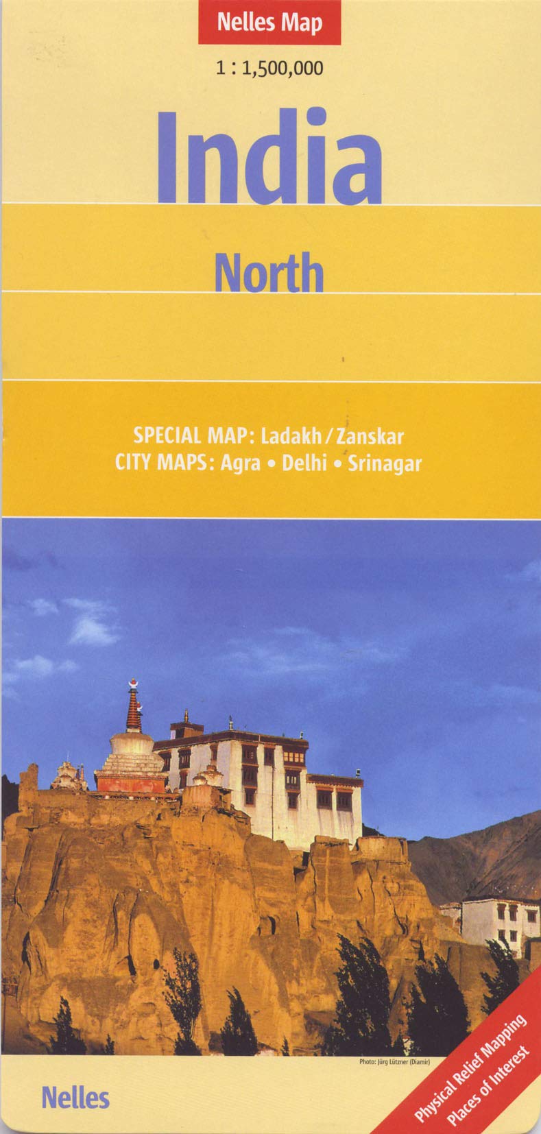 India : North: 1 : 1,500,000: Special Map: Ladakh/Zanskar. City Maps: Agra, Delhi, Srinagar. Physical Relief Mapping, Places of Interest (Nelles Map) Leisure, Home & Garden