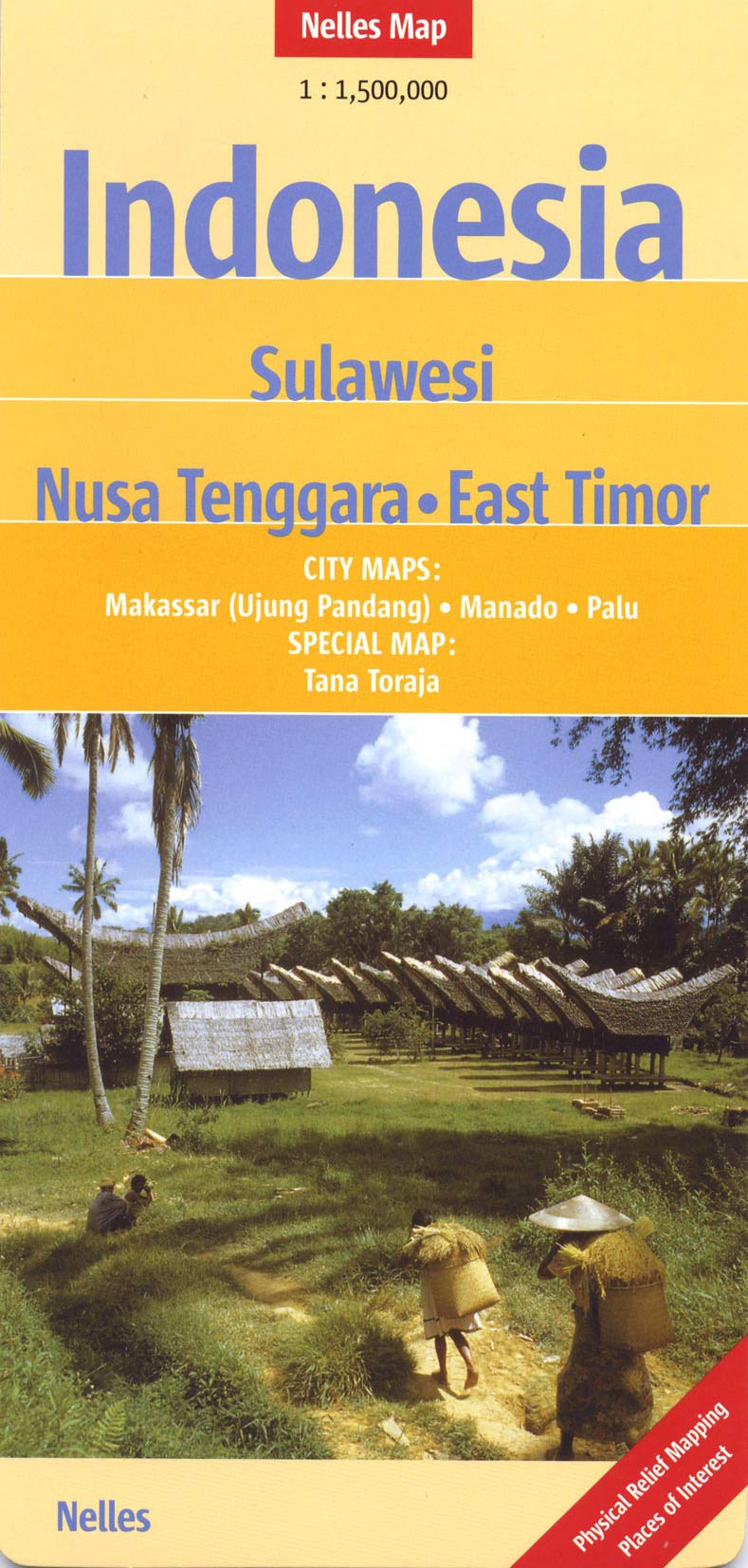 Indonesia : Sulawesi, Nusa Tenggara - East Timor: 1 : 1,5 Mio: City maps: Makassar (Ujung Pandang), Manado, Palu. Special Map: Tana Toraja. Physical Relief Mapping, Places of Interest Leisure, Home & Garden