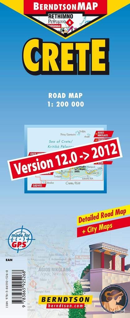 Kriti/ Crete/ Kreta 1:200 000 +++ Crete West, Crete East, Ágios Nikólaos, Chaniá, Gádvos, Ieráptra, Iráklio, Knossós, Réthimno, Samariá, Sitía, Time ... (Road Map/ Landkarte) Leisure, Home & Garden