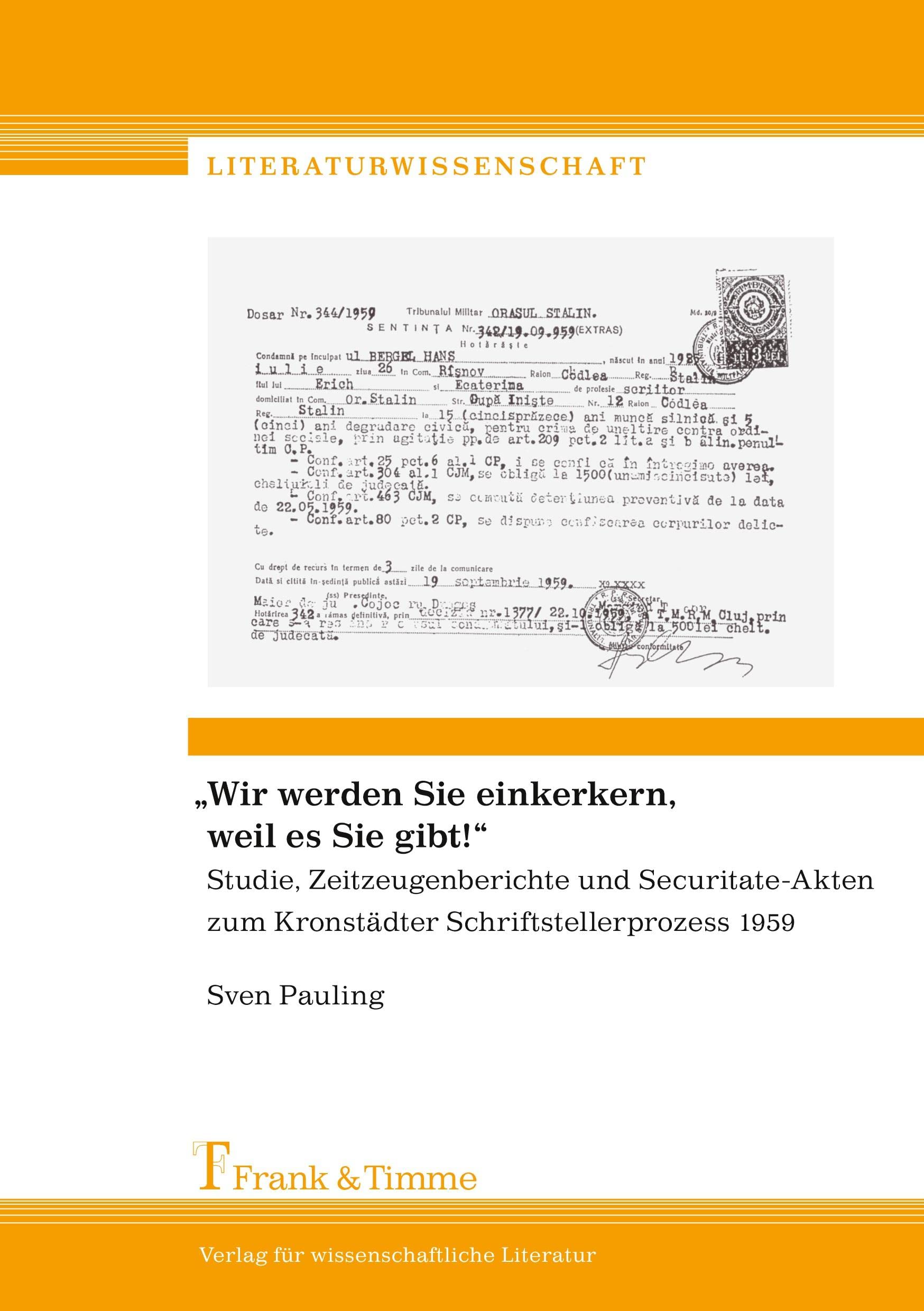 "Wir werden Sie einkerkern, weil es Sie gibt!" Contemporary literature