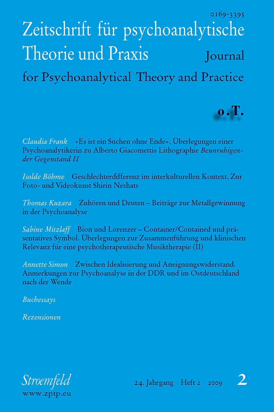Zeitschrift für psychoanalytische Theorie und Praxis, Jg. XXIV / o.T. Psychology