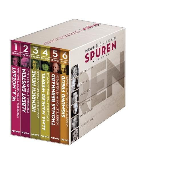 SPUREN Edition-Box: Sammelbox 1: W. A. Mozart; Albert Einstein; Heinrich Heine; Alma Mahler-Werfel; Thomas Bernhard; Sigmund Freud Art & Literature