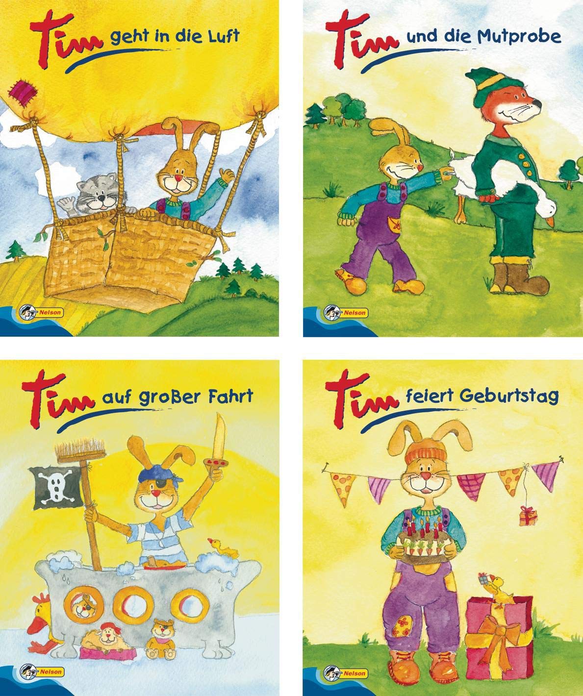 Nelson Mini-Bücher: Tim, der Hase 1-4: Tim und die Mutprobe / Tim feiert Geburtstag / Tim geht in die Luft / Tim auf großer Fahrt Children's books
