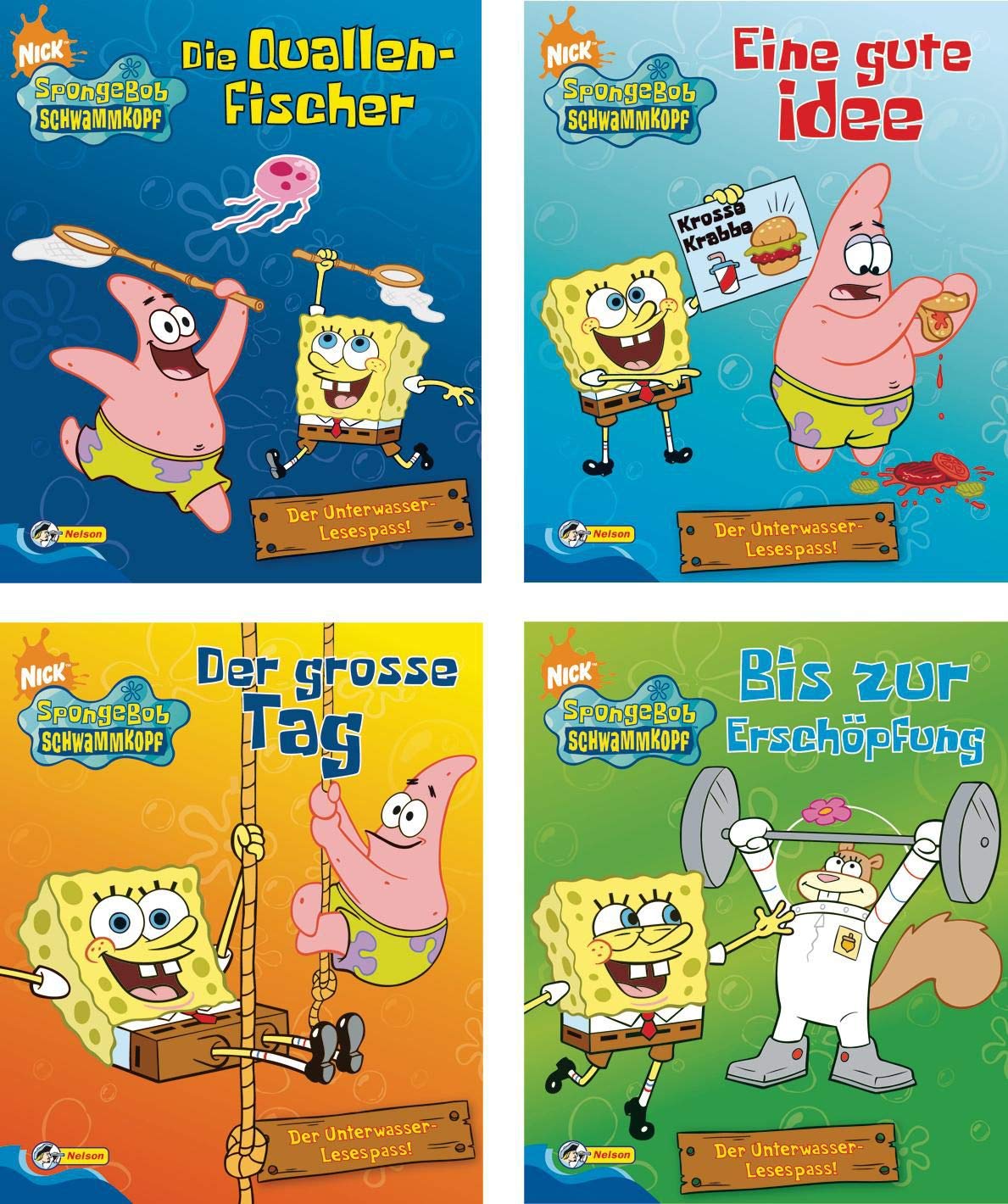 Nelson Mini-Bücher: SpongeBob Schwammkopf 1-4: Die Quallen-Fischer / Eine gute Idee / Bis zur Erschöpfung / Der große Tag Children's books