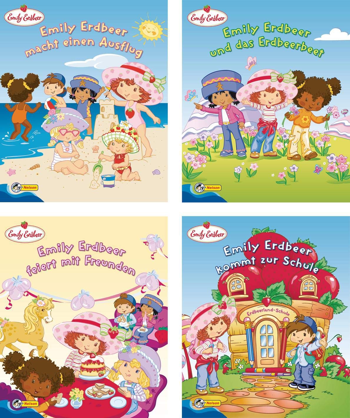 Nelson Mini-Bücher: Emily Erdbeer 1-4: Emily Erdbeer macht einen Ausflug / Emily Erdbeer und das Erdbeerbeet / Emily Erdbeer feiert mit Freunden / Emily Erdbeer kommt zur Schule Children's books